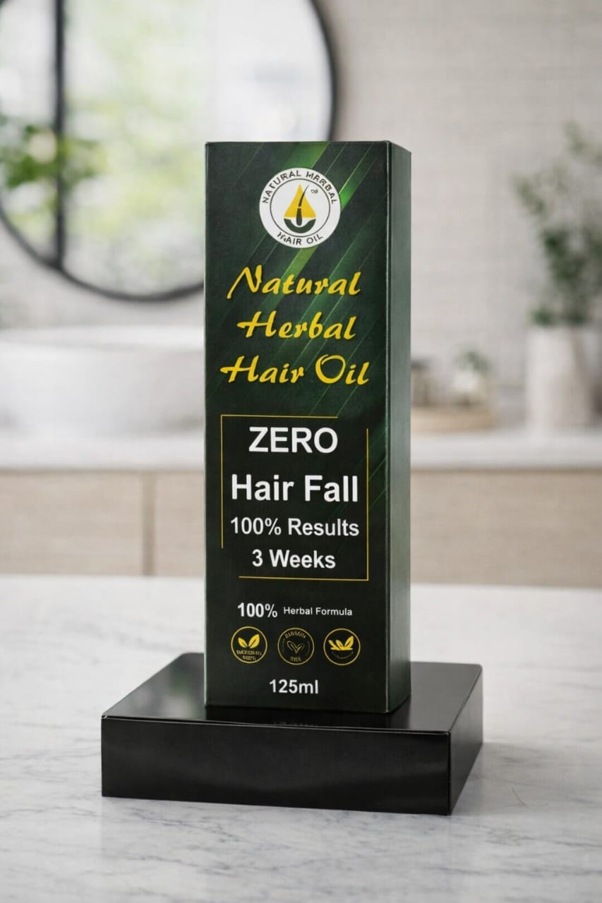 Natural Herbal Hair Oil – Zero Hair Fall Formula | 100% Herbal | Strong, Thick & Shiny Hair in 3 Weeks