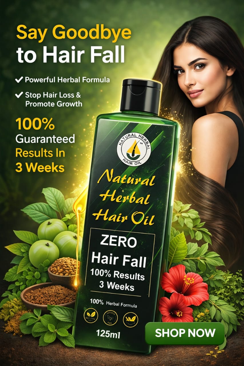 Natural Herbal Hair Oil – Zero Hair Fall Formula | 100% Herbal | Strong, Thick & Shiny Hair in 3 Weeks